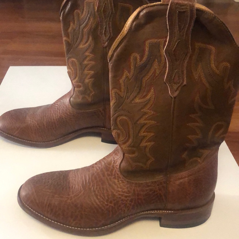 Men’s Boulet Cowboy Boots, size 12 E, brown stitch